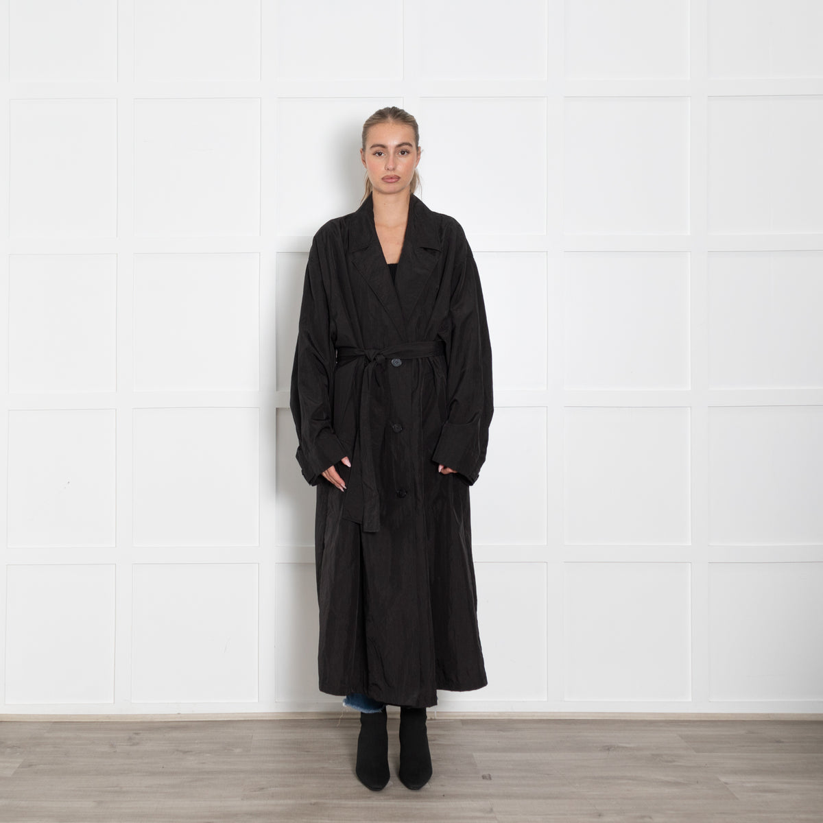 The Frankie Shop Black Lightweight Trench With Belt