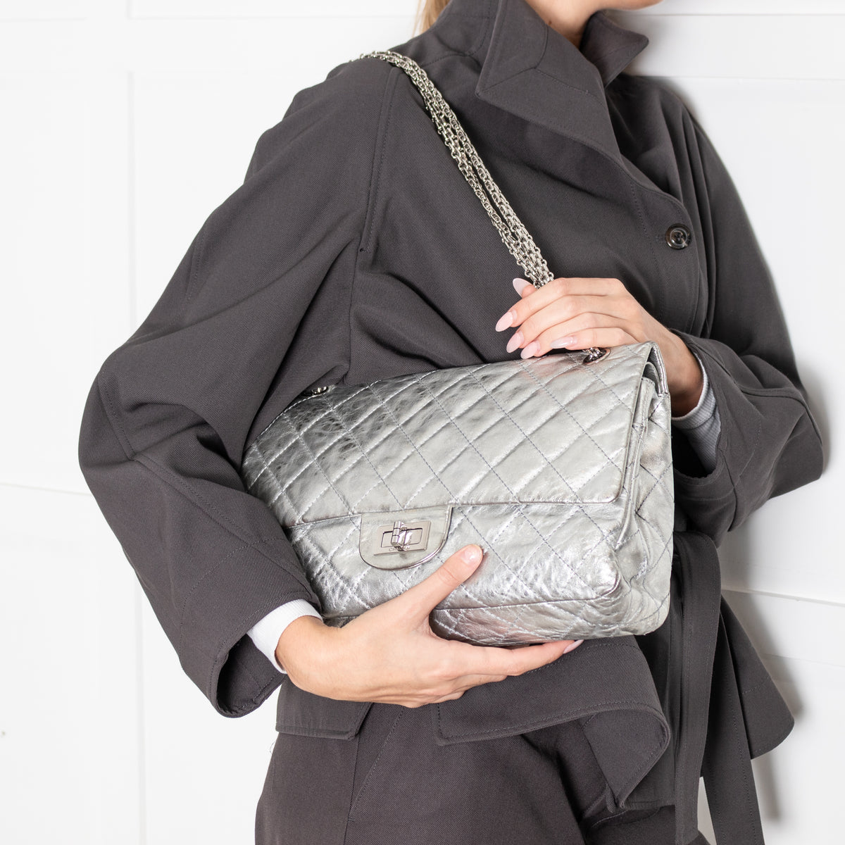 Chanel Silver Reissue 2.55 Leather Bag