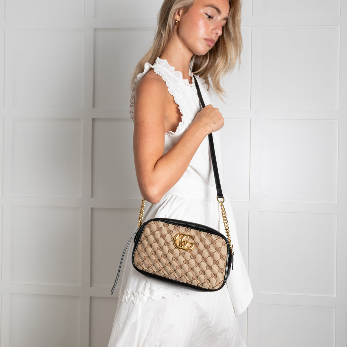Gucci GG Marmont Matelasse Canvas And Leather Crossbody