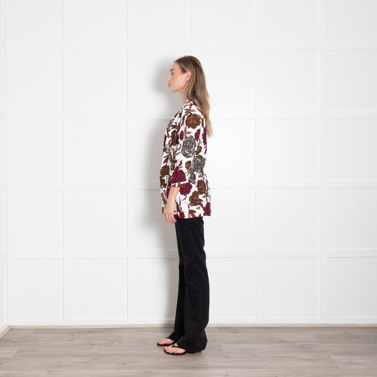 Maryan Mehlhorn White Brown Floral Soft Jacket