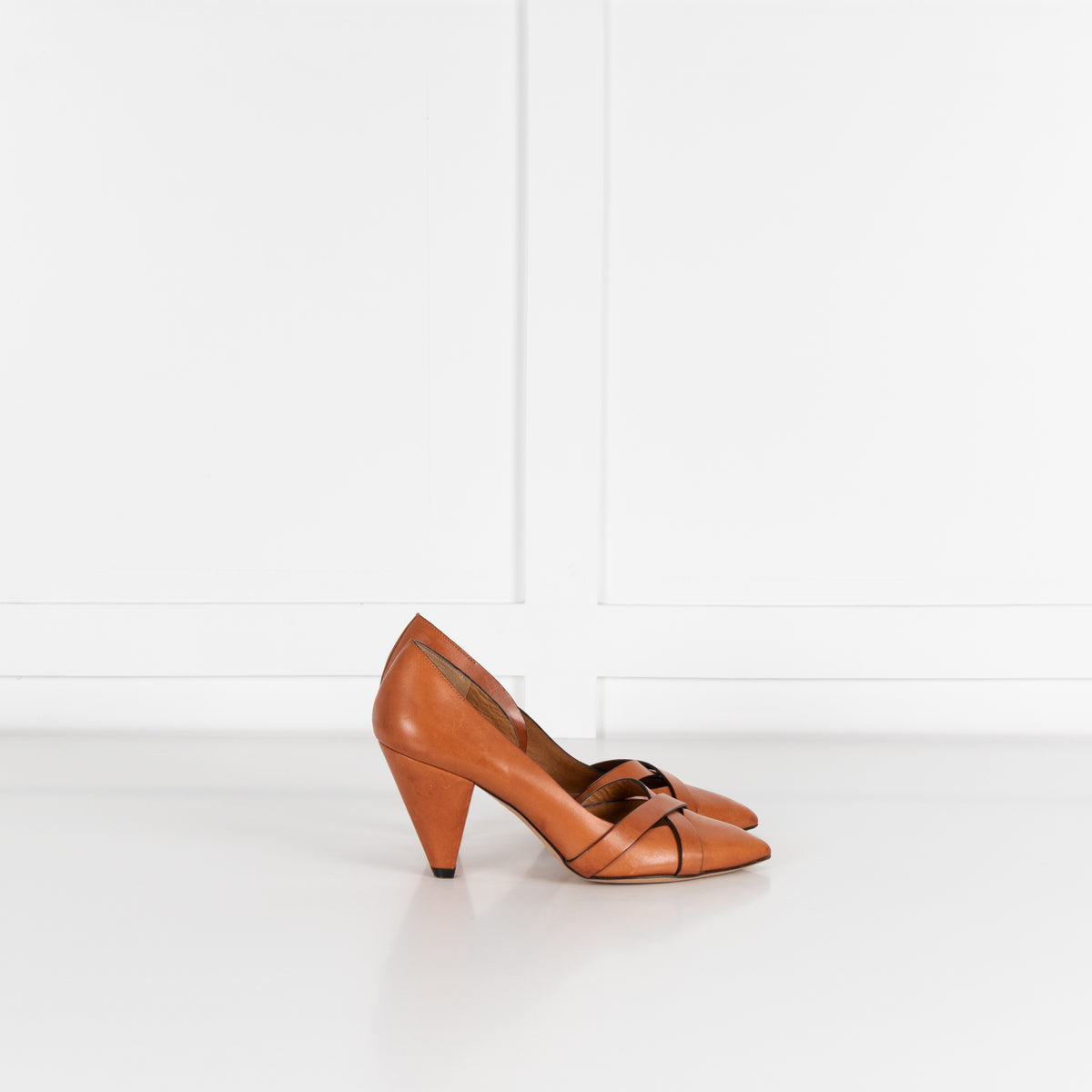Isabel Marant Etoile Tan Leather Cone Shaped Heel Shoes