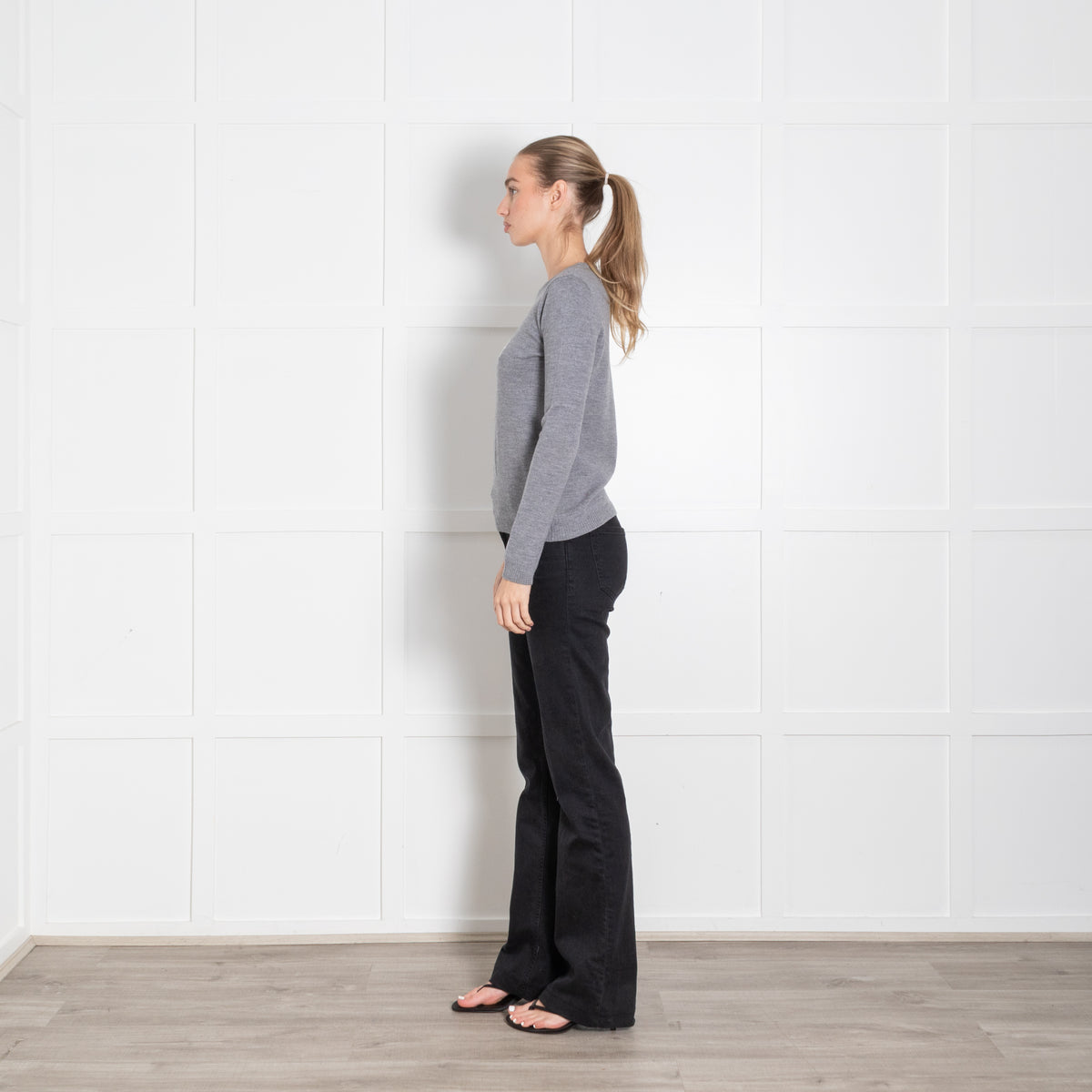 Bella Freud Grey Wool Slogan Sweater