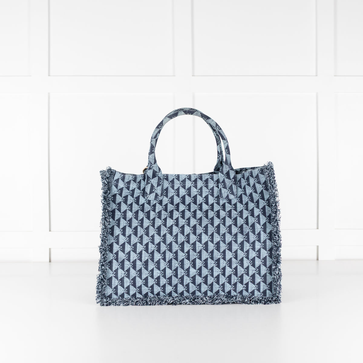 Sandro Blue Cotton Kasbah Monogram Tote Bag With Frayed Edge