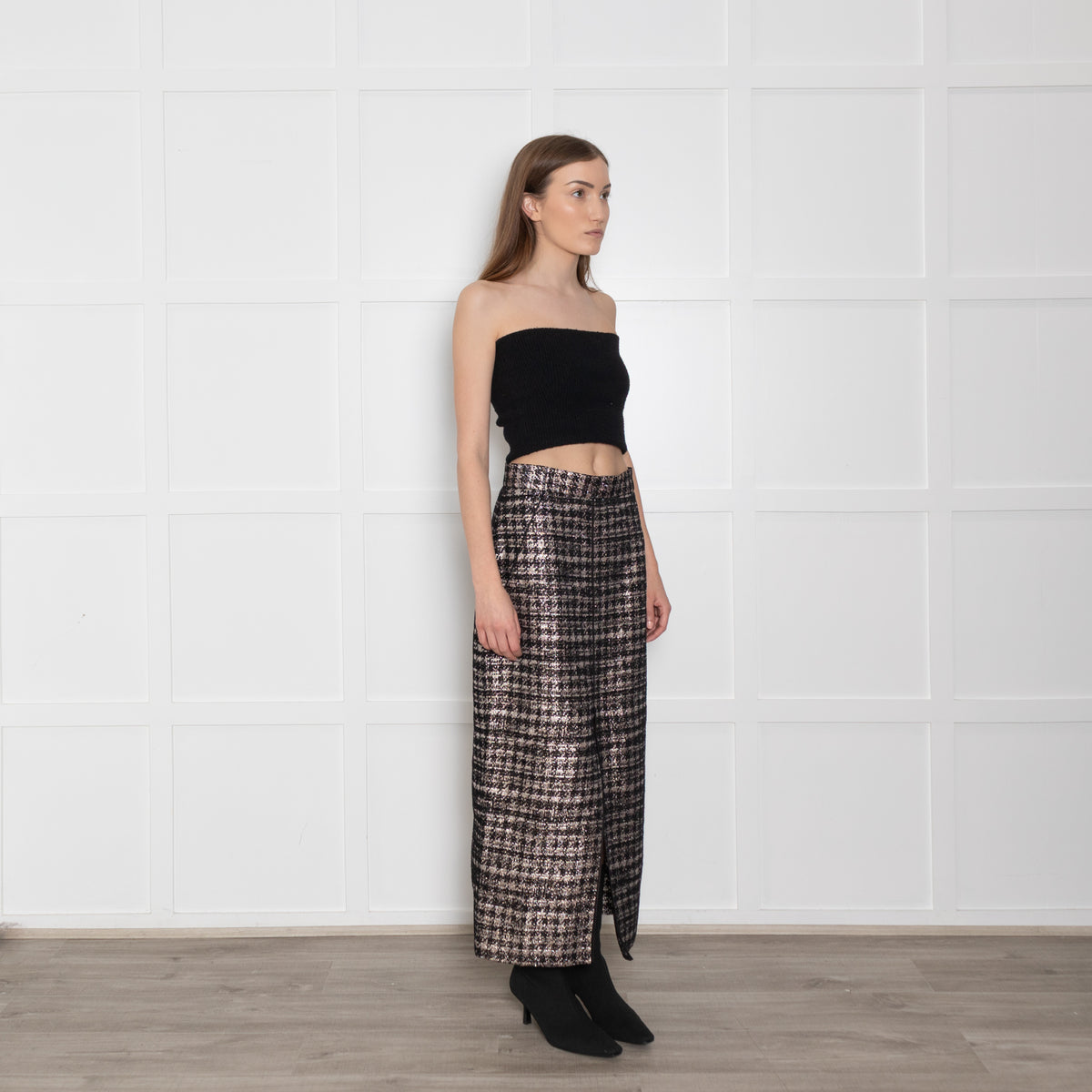 Wiggy Kit Black and Rose Gold Lurex Pencil Skirt