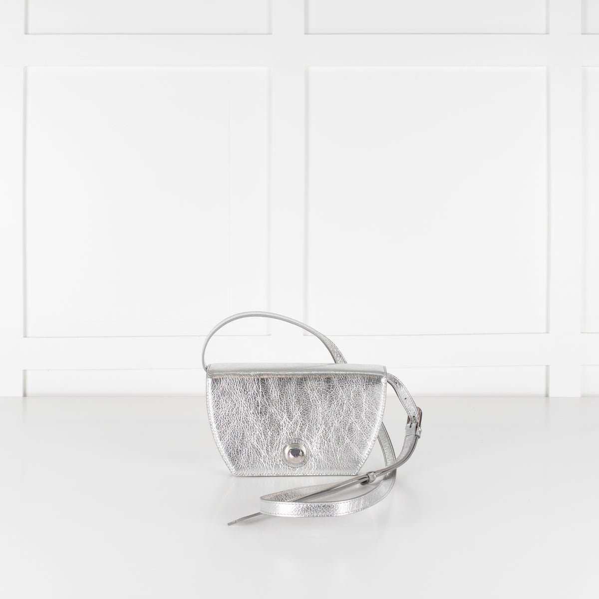 Furla Metallic Silver Sfera Crossbody Bag