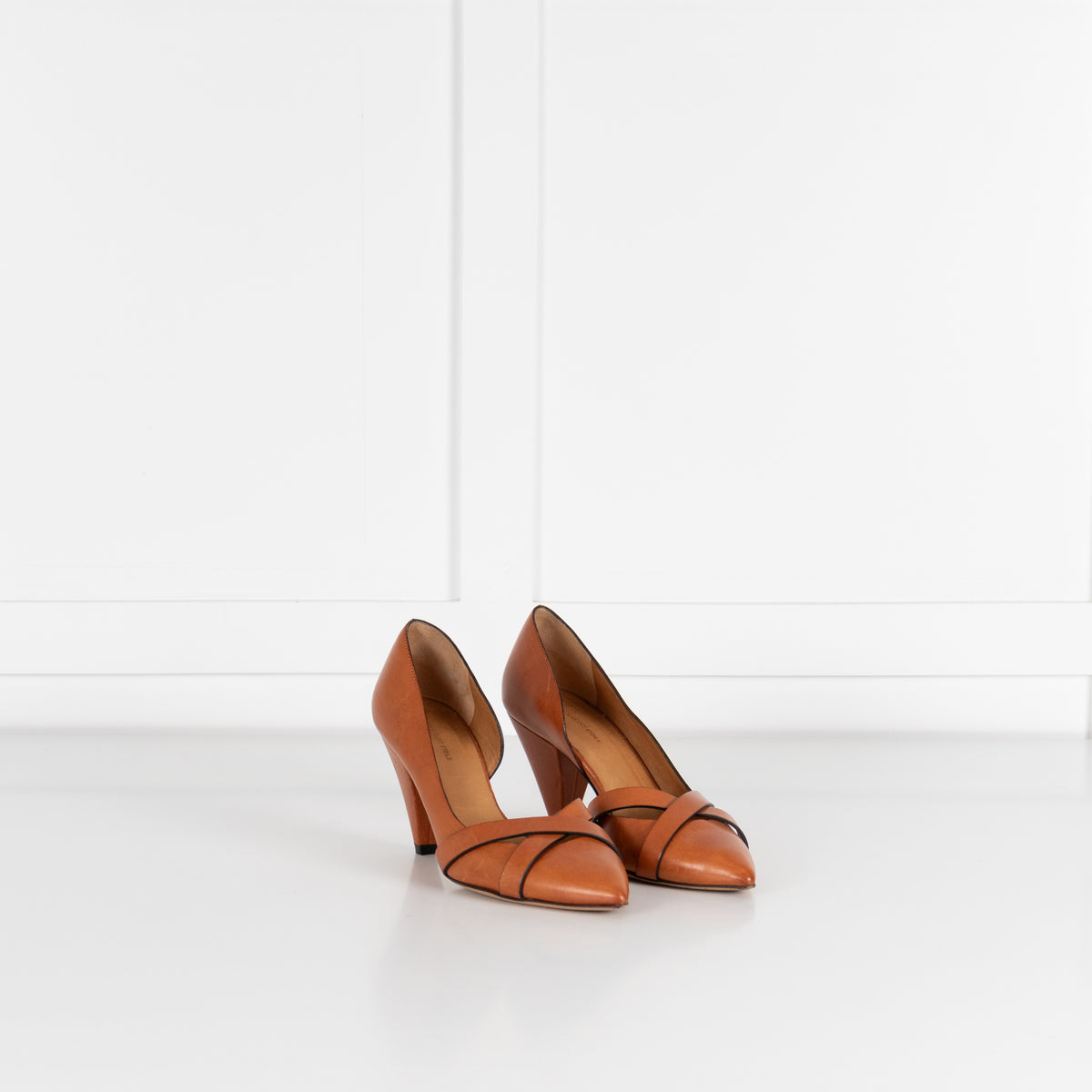 Isabel Marant Etoile Tan Leather Cone Shaped Heel Shoes