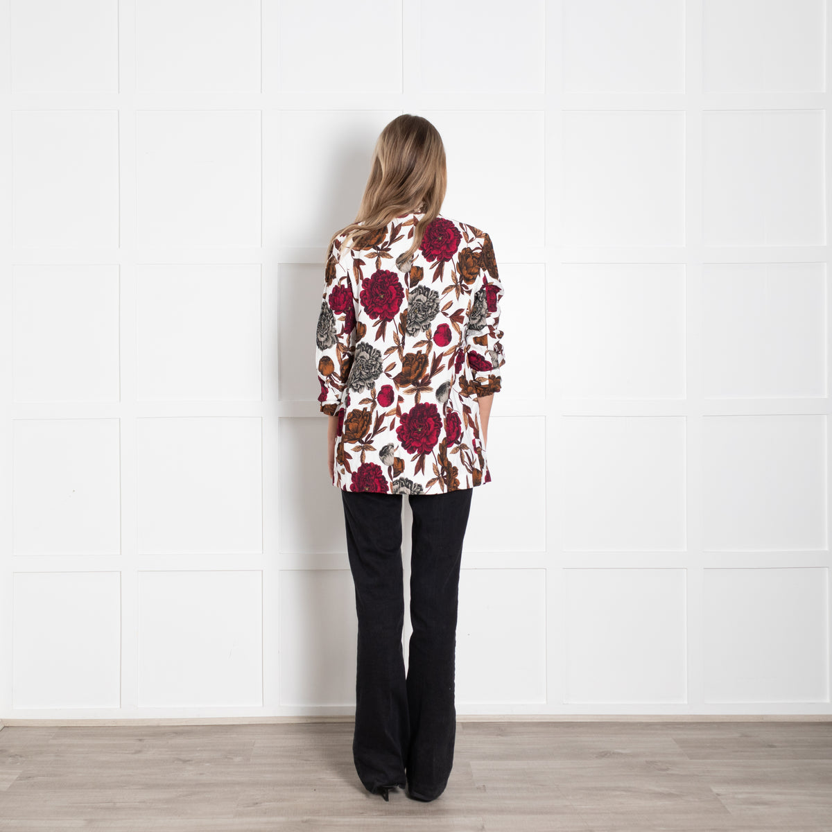 Maryan Mehlhorn White Brown Floral Soft Jacket