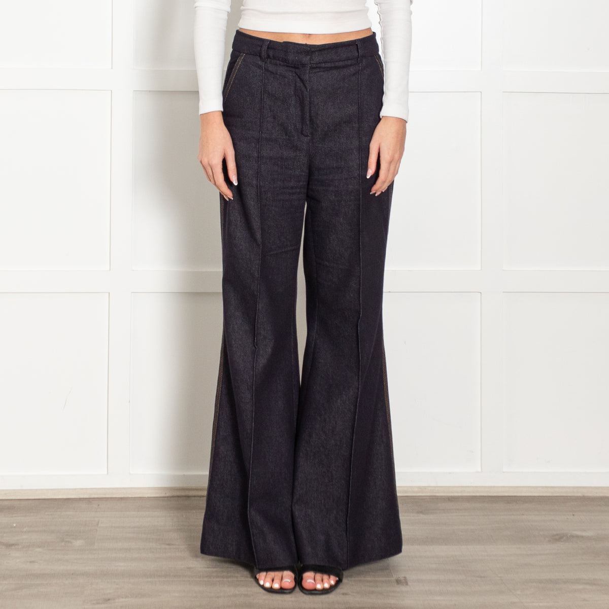 Me + Em Dark Blue Denim Flared Trousers