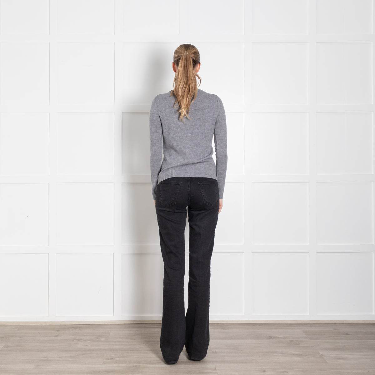 Bella Freud Grey Wool Slogan Sweater