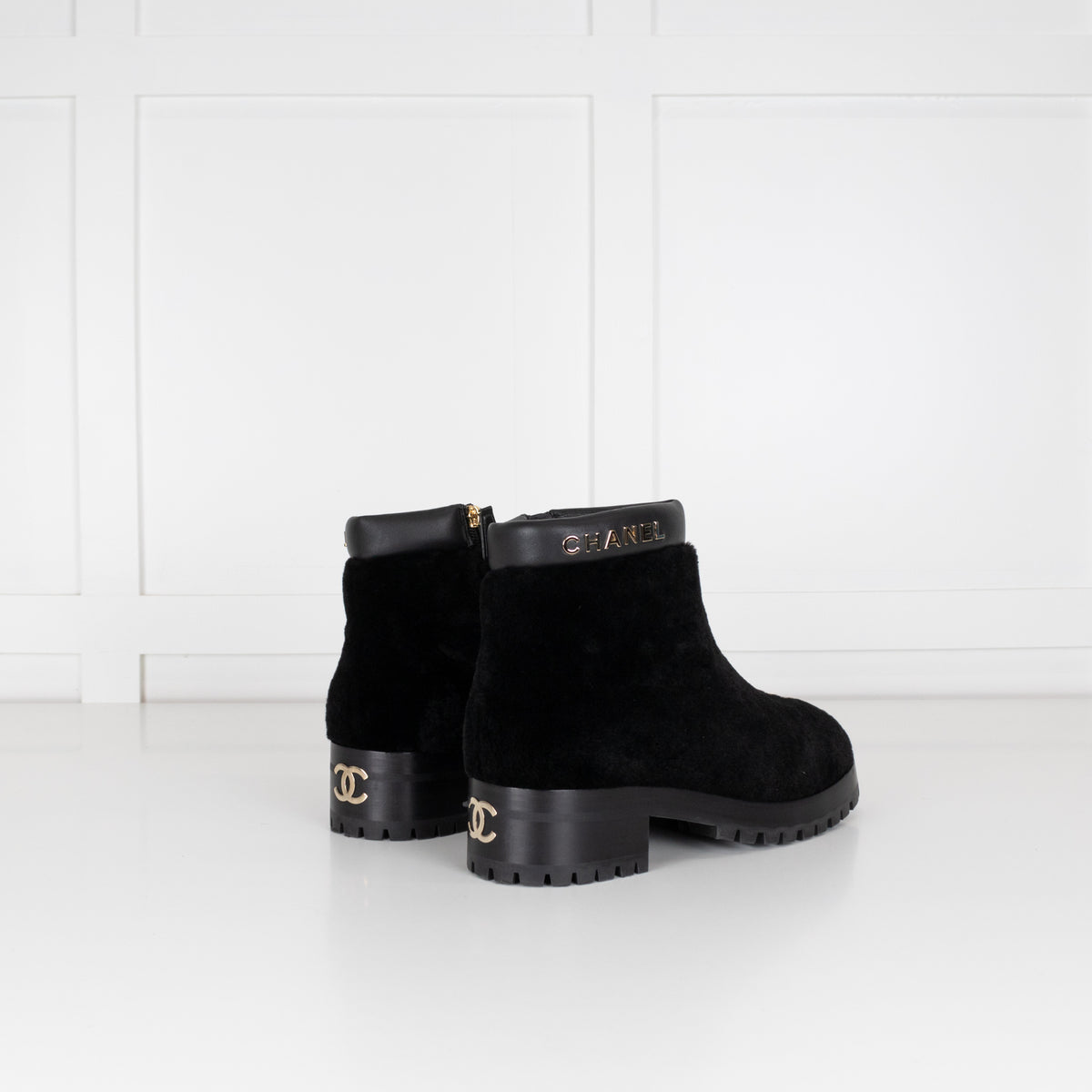 Chanel Shearling Black Ankle Boot