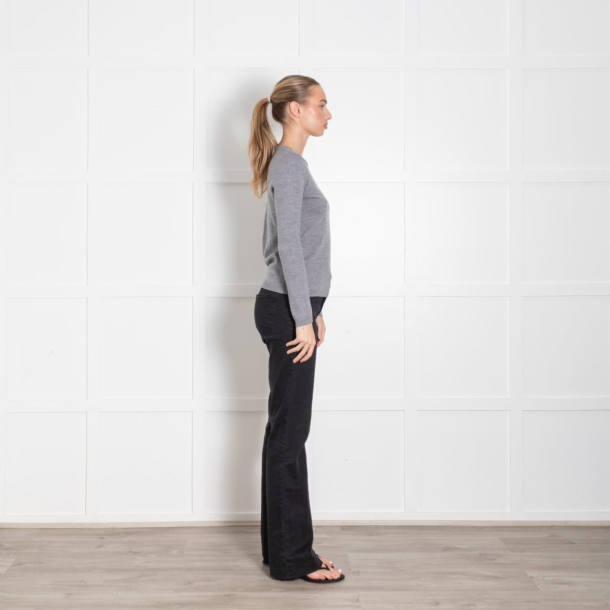 Bella Freud Grey Wool Slogan Sweater