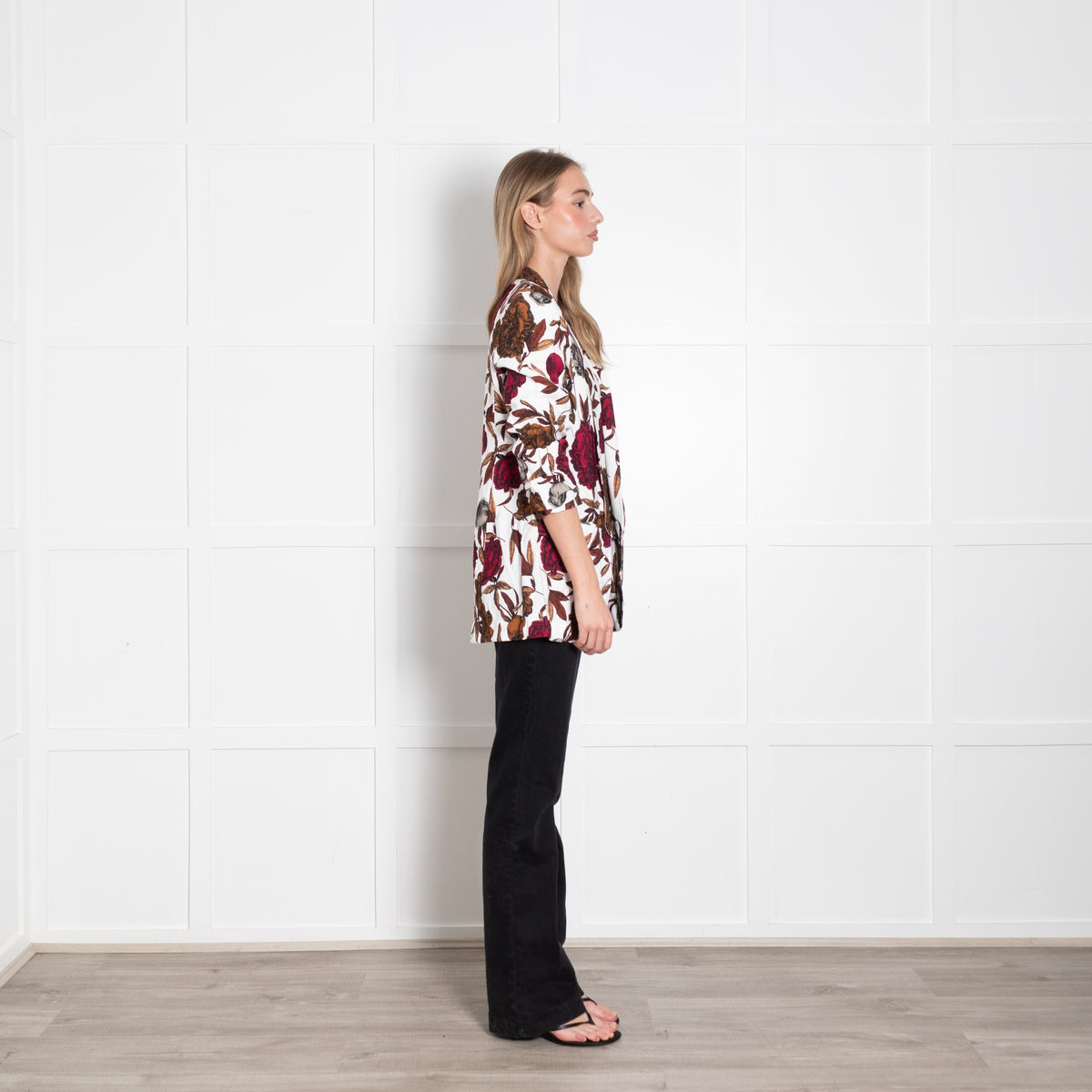 Maryan Mehlhorn White Brown Floral Soft Jacket