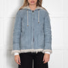 Asprey Pale Blue White Shearling Hooded Jacket