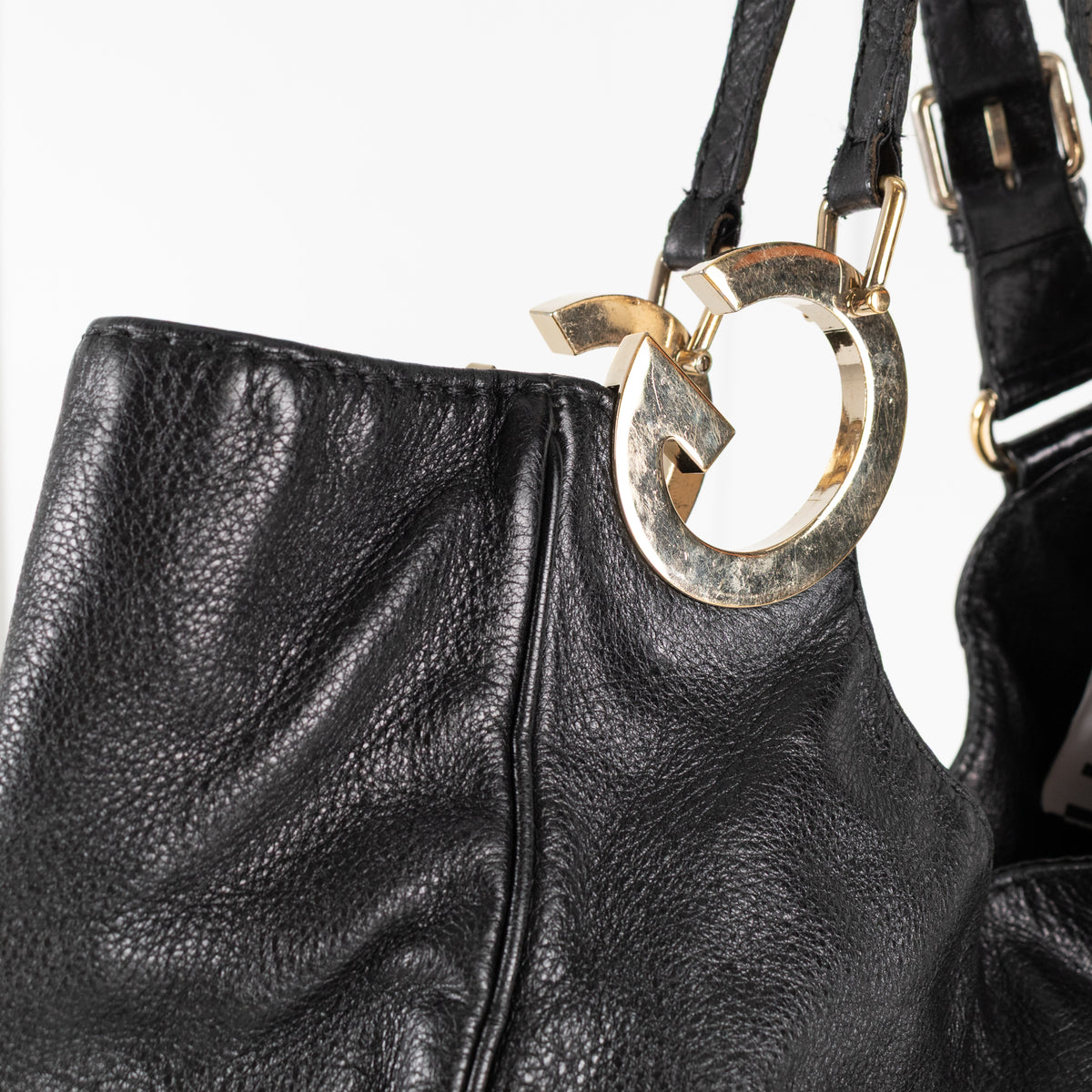 Gucci Guccissima Black Leather Vintage Shoulder Bag