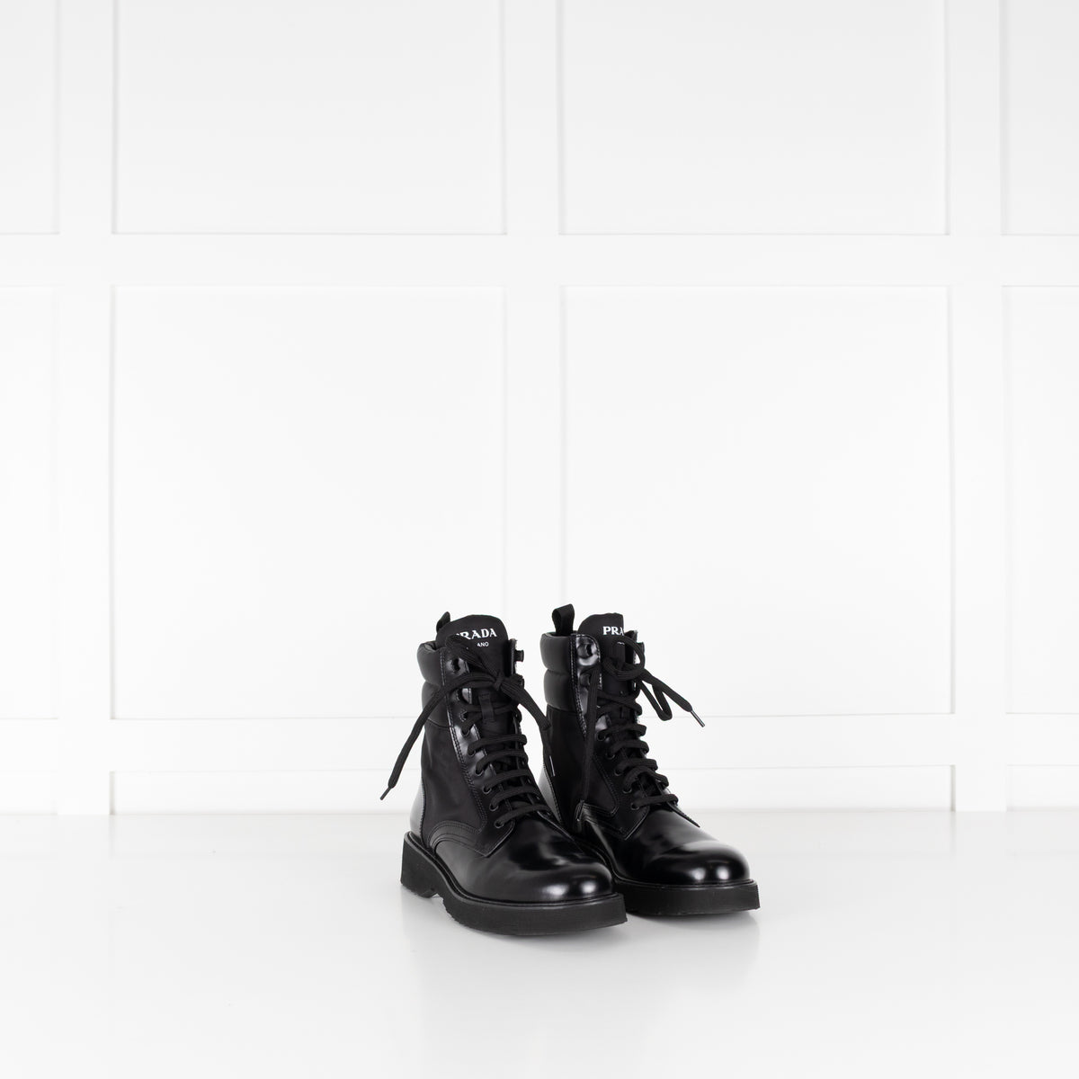 Prada Black Monolith Combat Boots