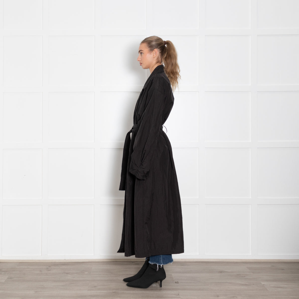 The Frankie Shop Black Lightweight Trench With Belt