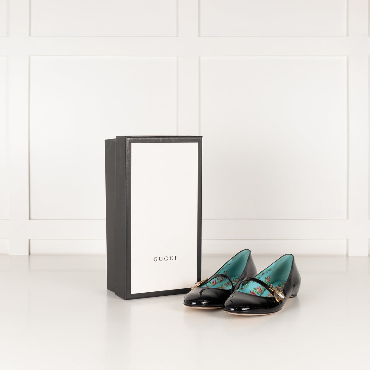 Gucci Black Lois Bee Patent Leather Pumps