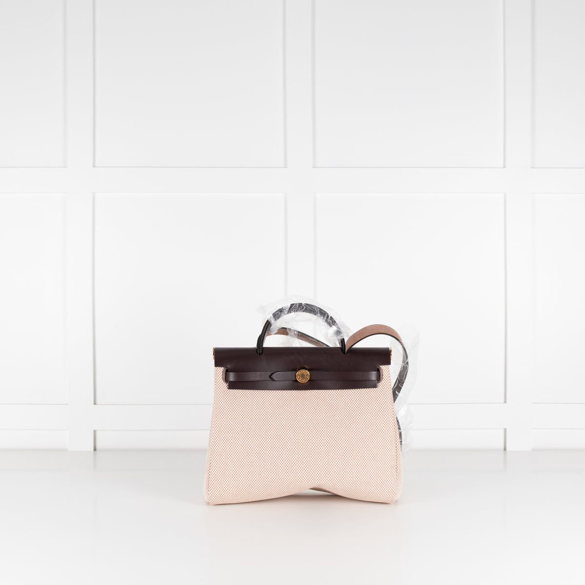 Hermes Brown Leather Ecru Canvas Herbag Zip 31 Bag