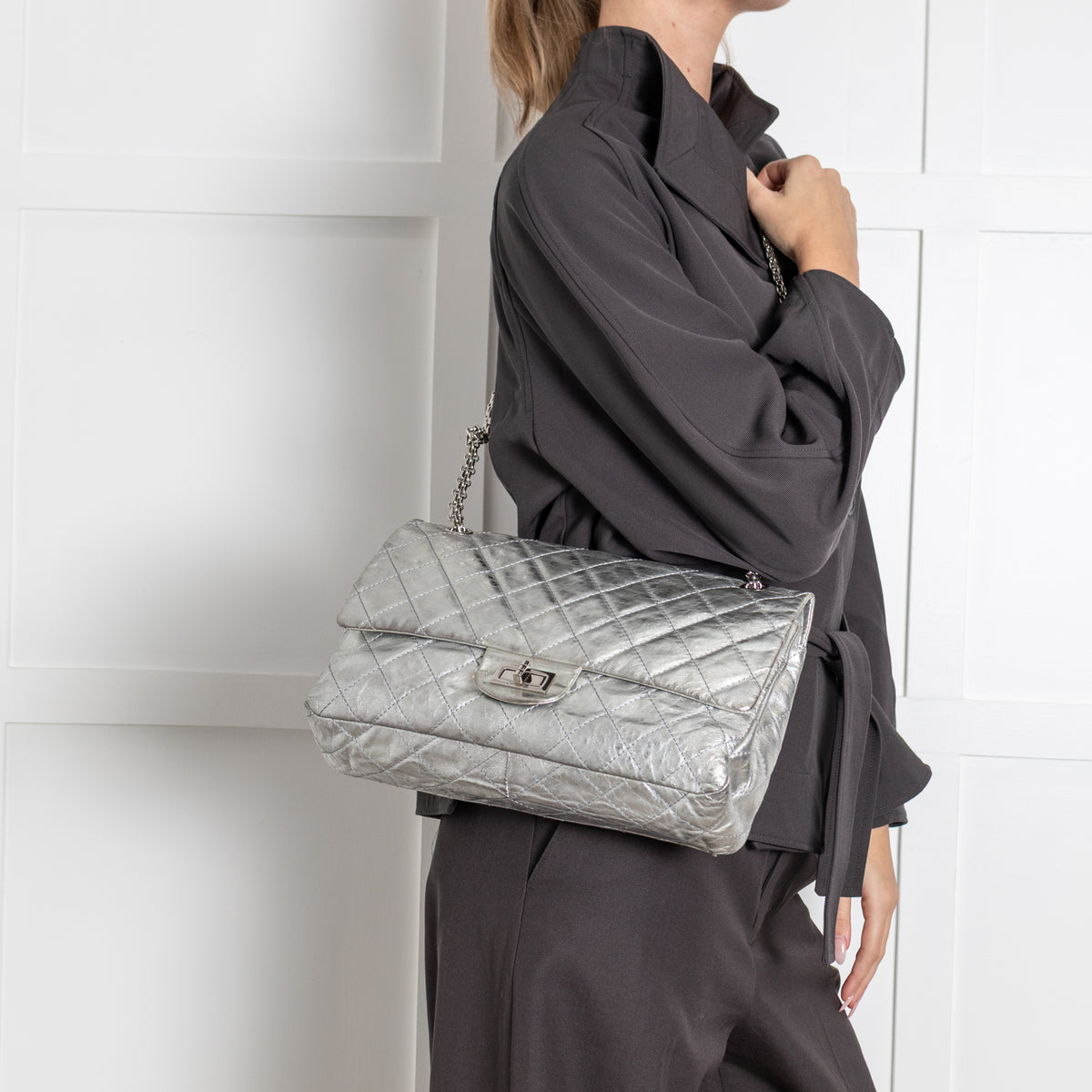 Chanel Silver Reissue 2.55 Leather Bag