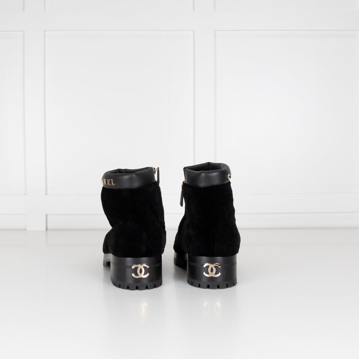 Chanel Shearling Black Ankle Boot