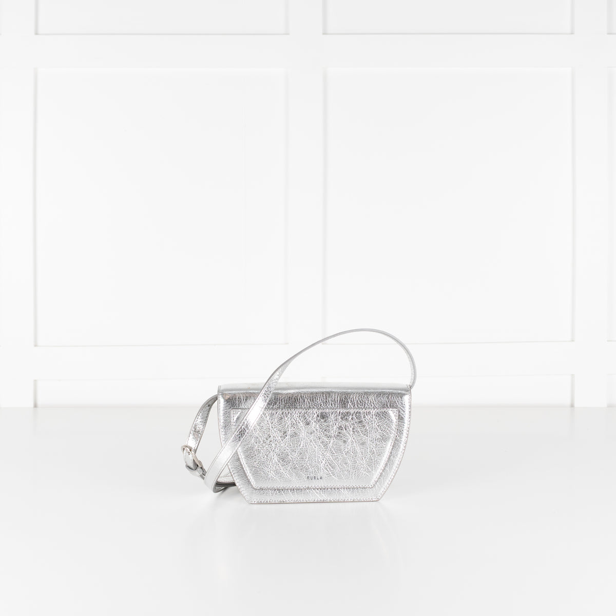 Furla Metallic Silver Sfera Crossbody Bag