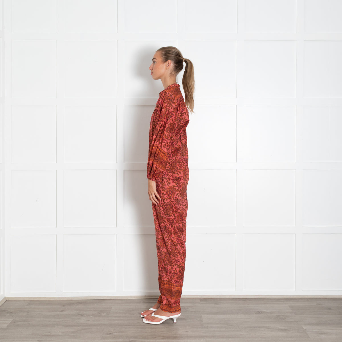 Zimmermann Orange Pink Paisley Cotton Jumpsuit