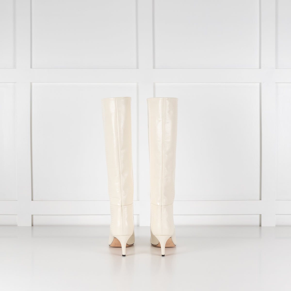 Paris Texas White Mock Snake Heeled Boots