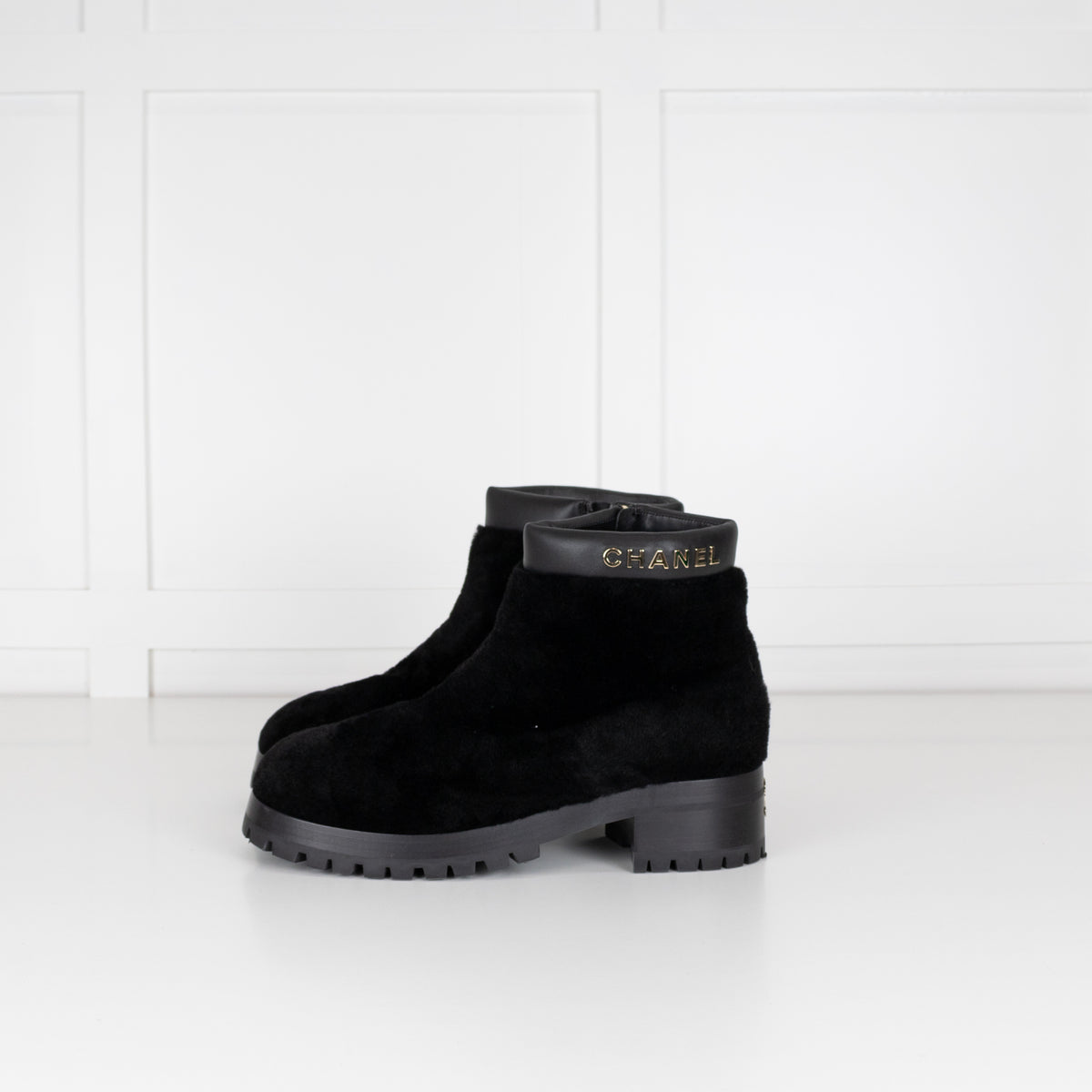 Chanel Shearling Black Ankle Boot