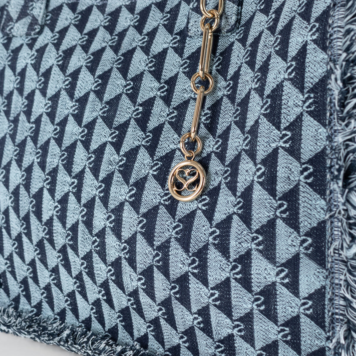Sandro Blue Cotton Kasbah Monogram Tote Bag With Frayed Edge