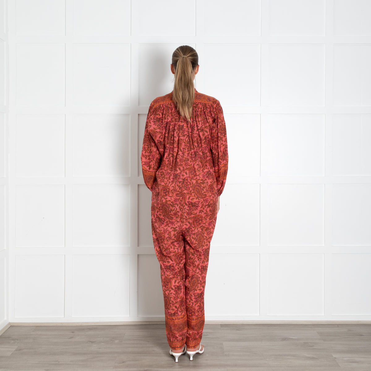 Zimmermann Orange Pink Paisley Cotton Jumpsuit