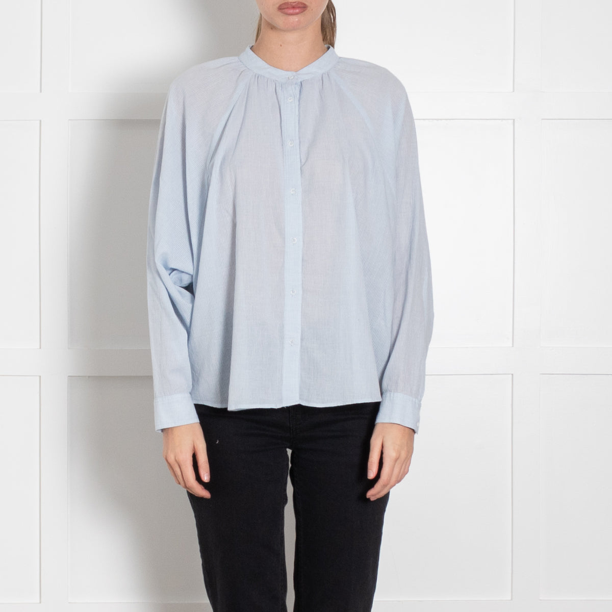 Sacrecoeur Light Blue Textured Fabric Cotton Shirt
