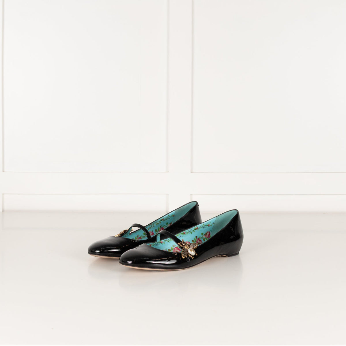 Gucci Black Lois Bee Patent Leather Pumps