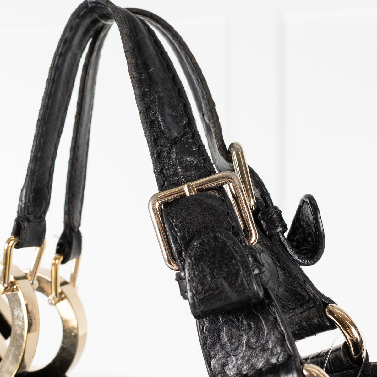 Gucci Guccissima Black Leather Vintage Shoulder Bag