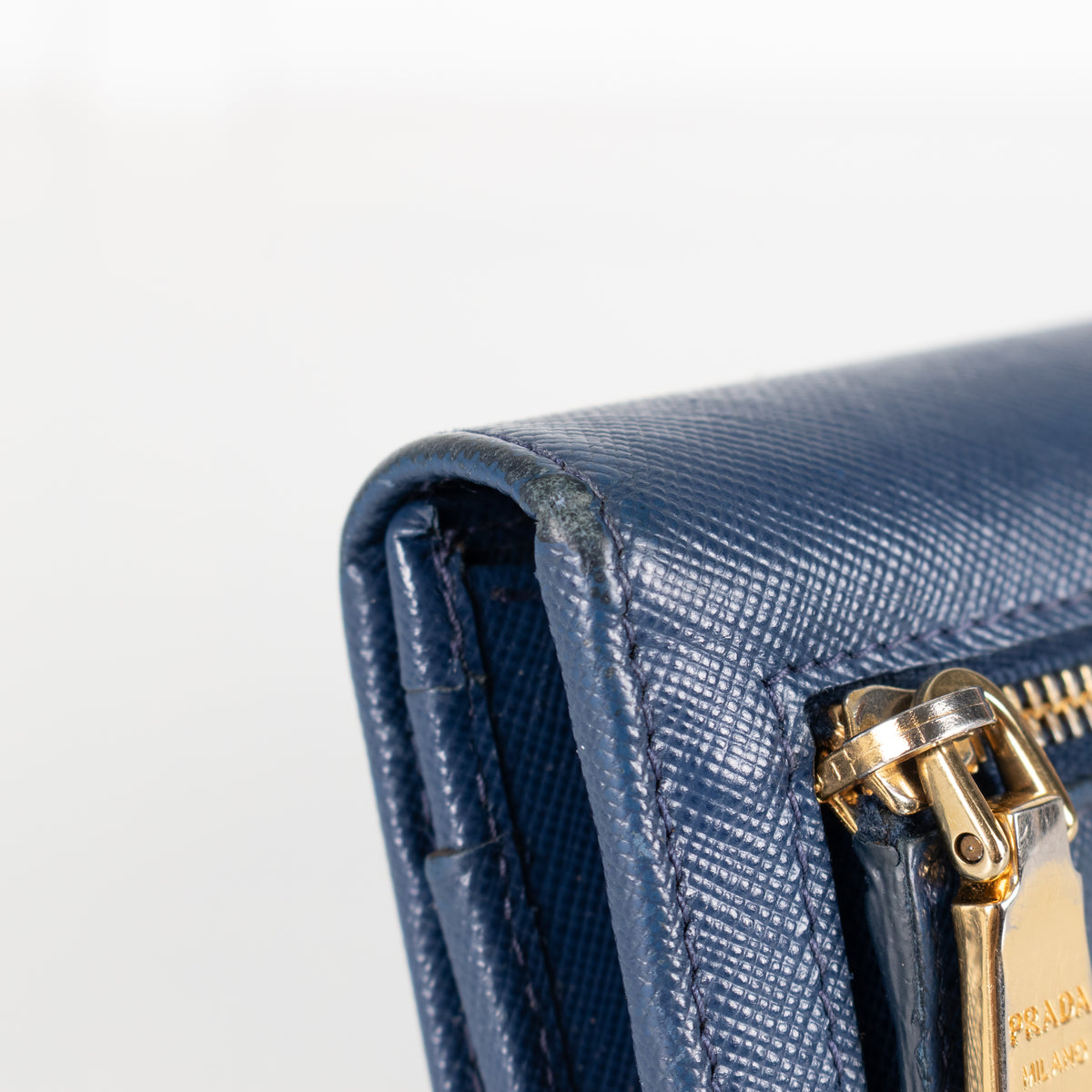 Prada Blue Saffiano Leather Long Wallet