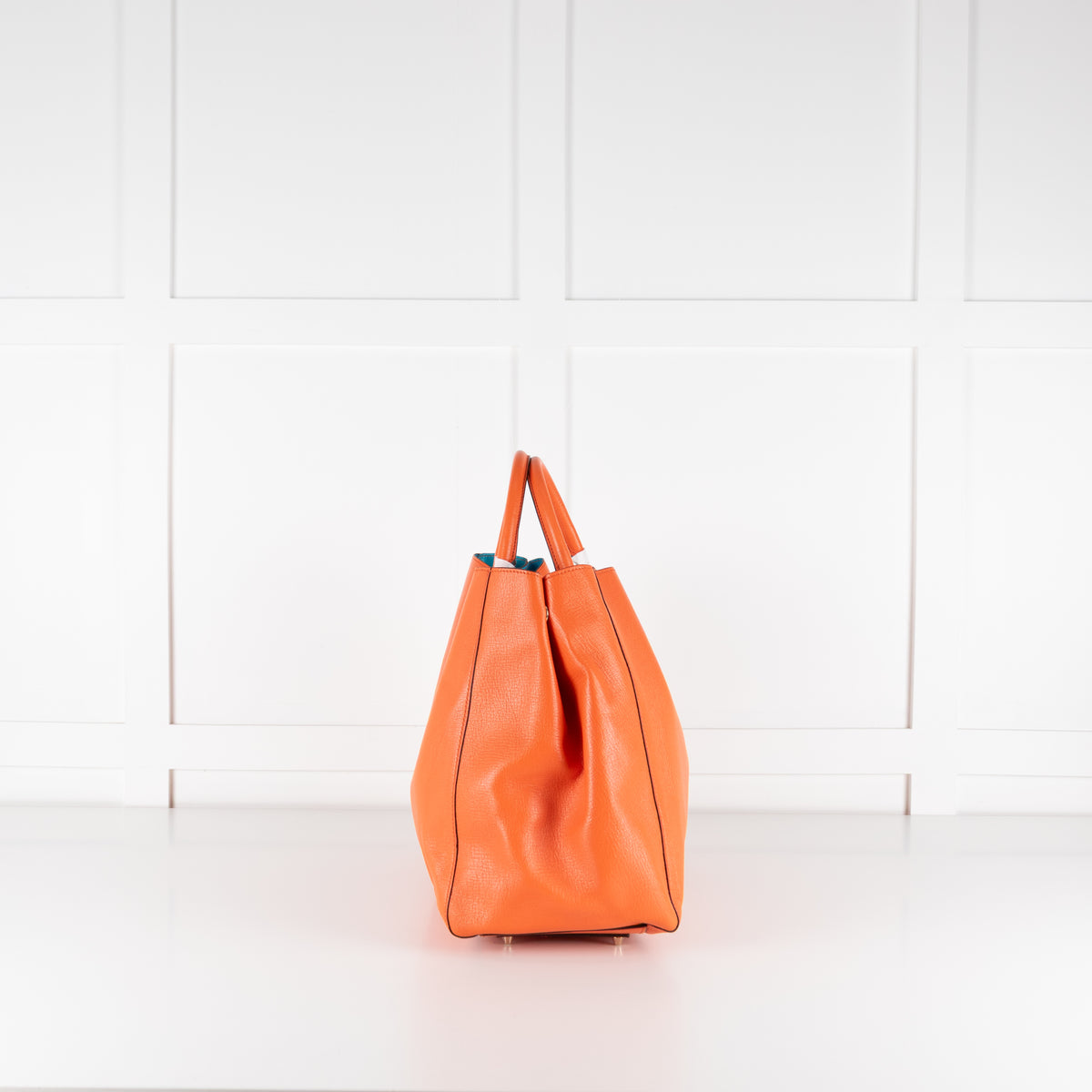 Anya Hindmarch Orange Grained Leather Tote Bag