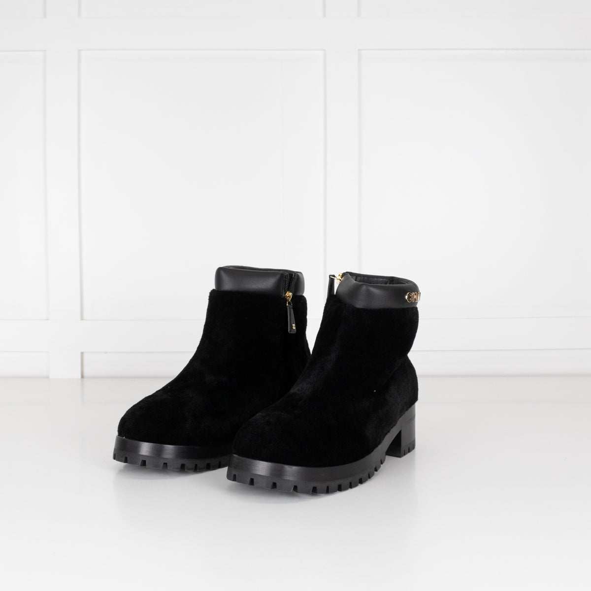 Chanel Shearling Black Ankle Boot