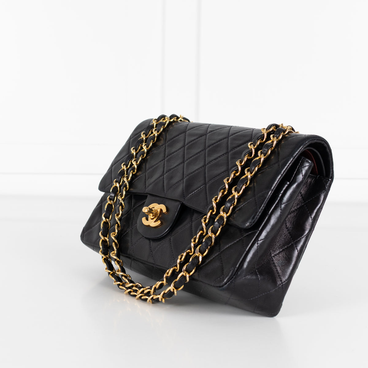 Chanel Black Lambskin Vintage Medium Double Flap