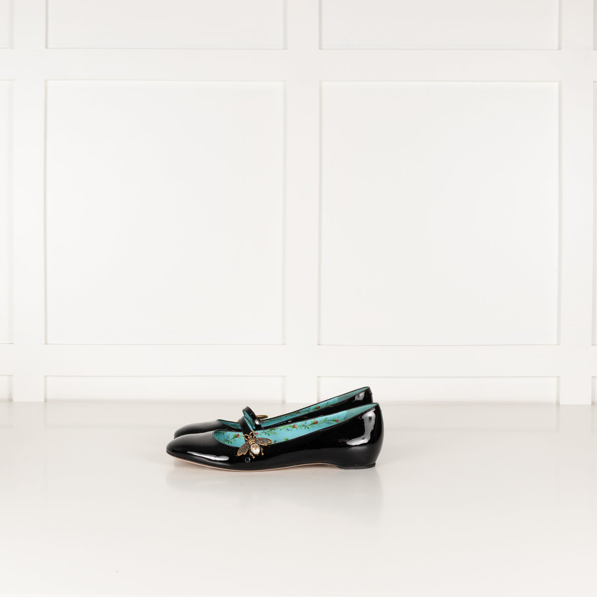Gucci Black Lois Bee Patent Leather Pumps