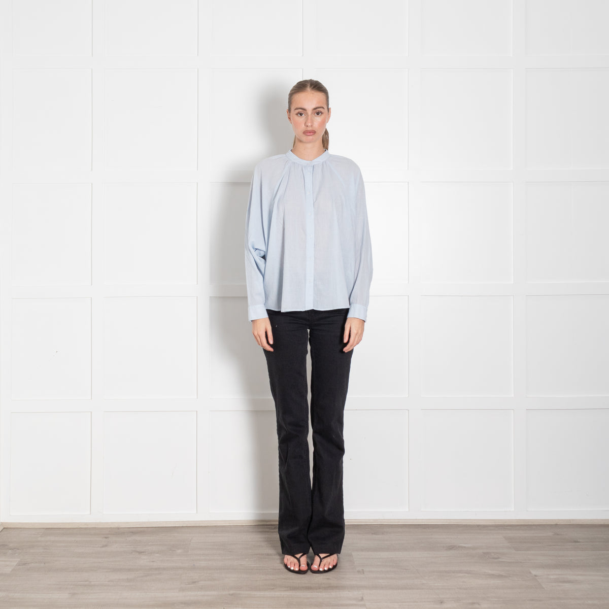 Sacrecoeur Light Blue Textured Fabric Cotton Shirt