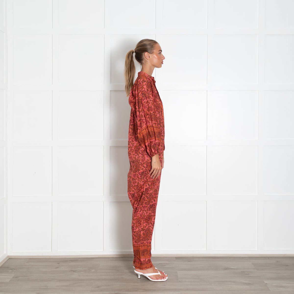 Zimmermann Orange Pink Paisley Cotton Jumpsuit