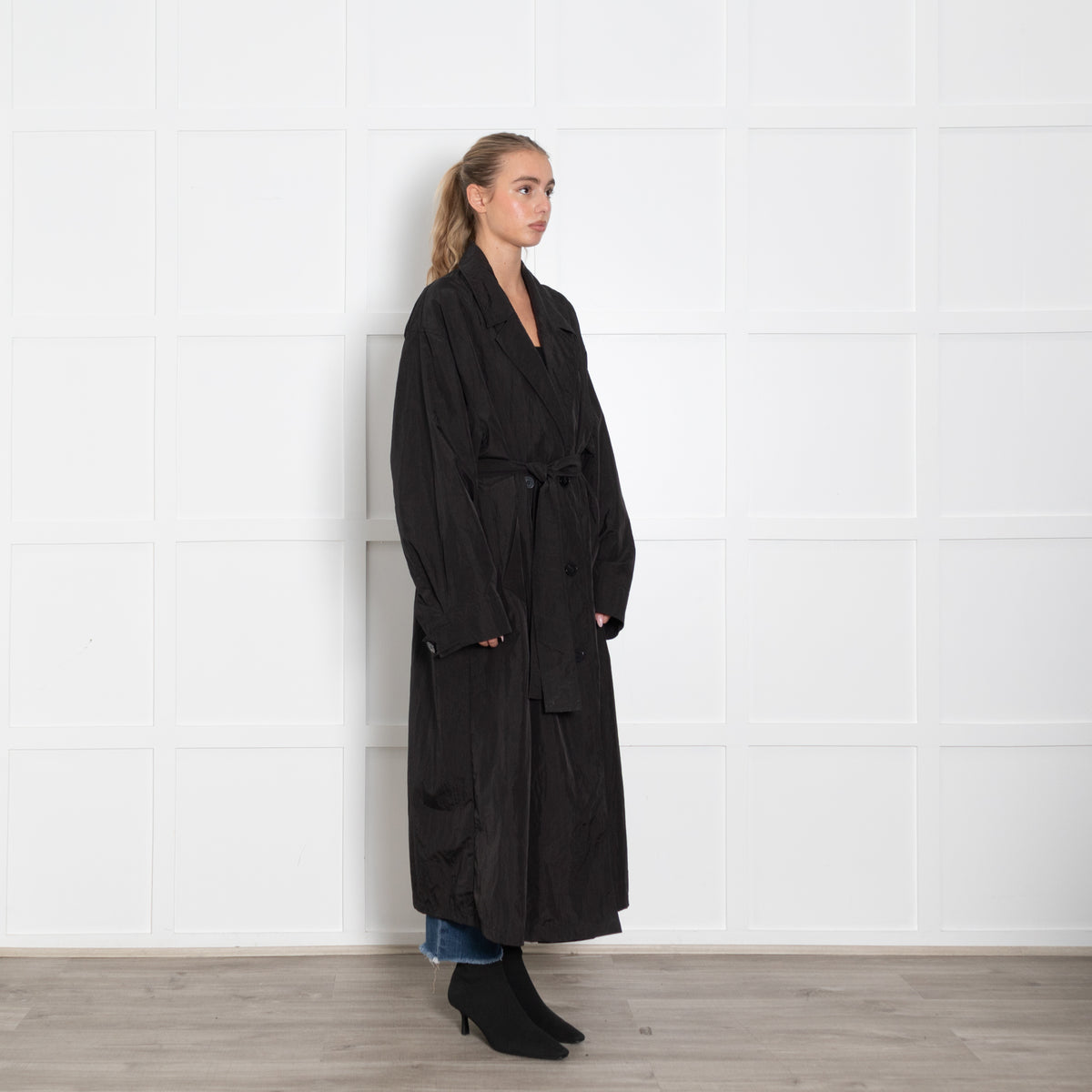 The Frankie Shop Black Lightweight Trench With Belt