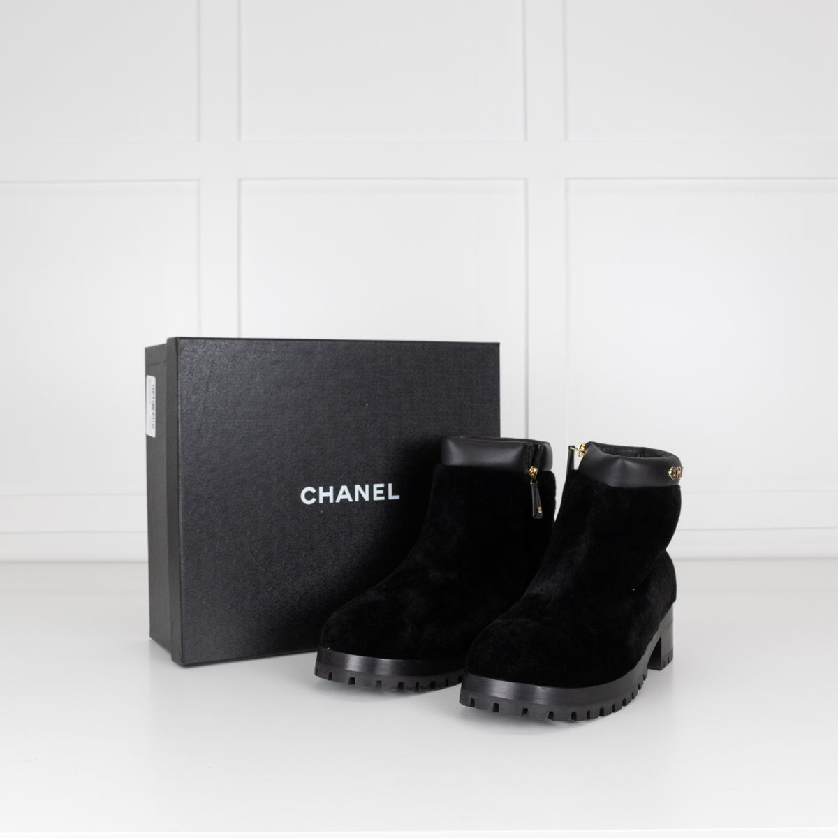 Chanel Shearling Black Ankle Boot