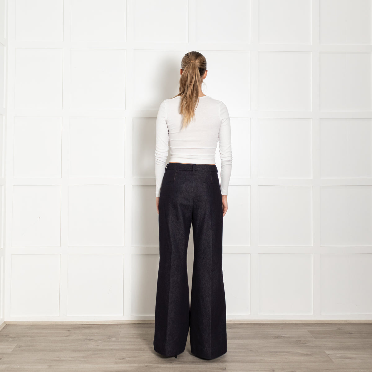 Me + Em Dark Blue Denim Flared Trousers