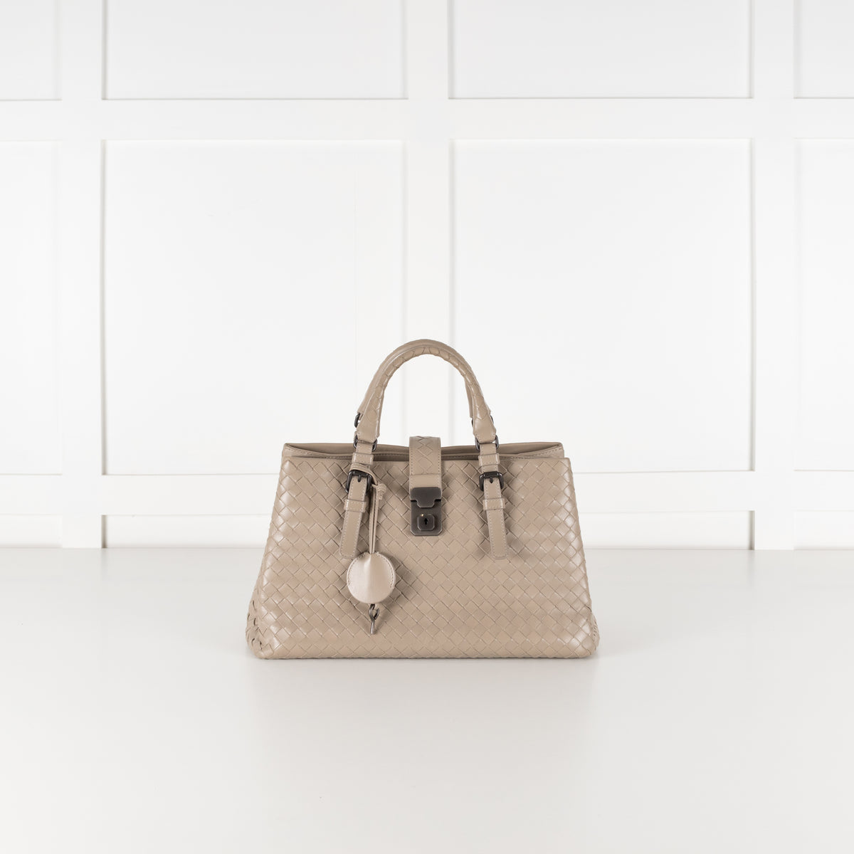 Bottega Veneta Taupe Intrecciato Leather Roma Bag