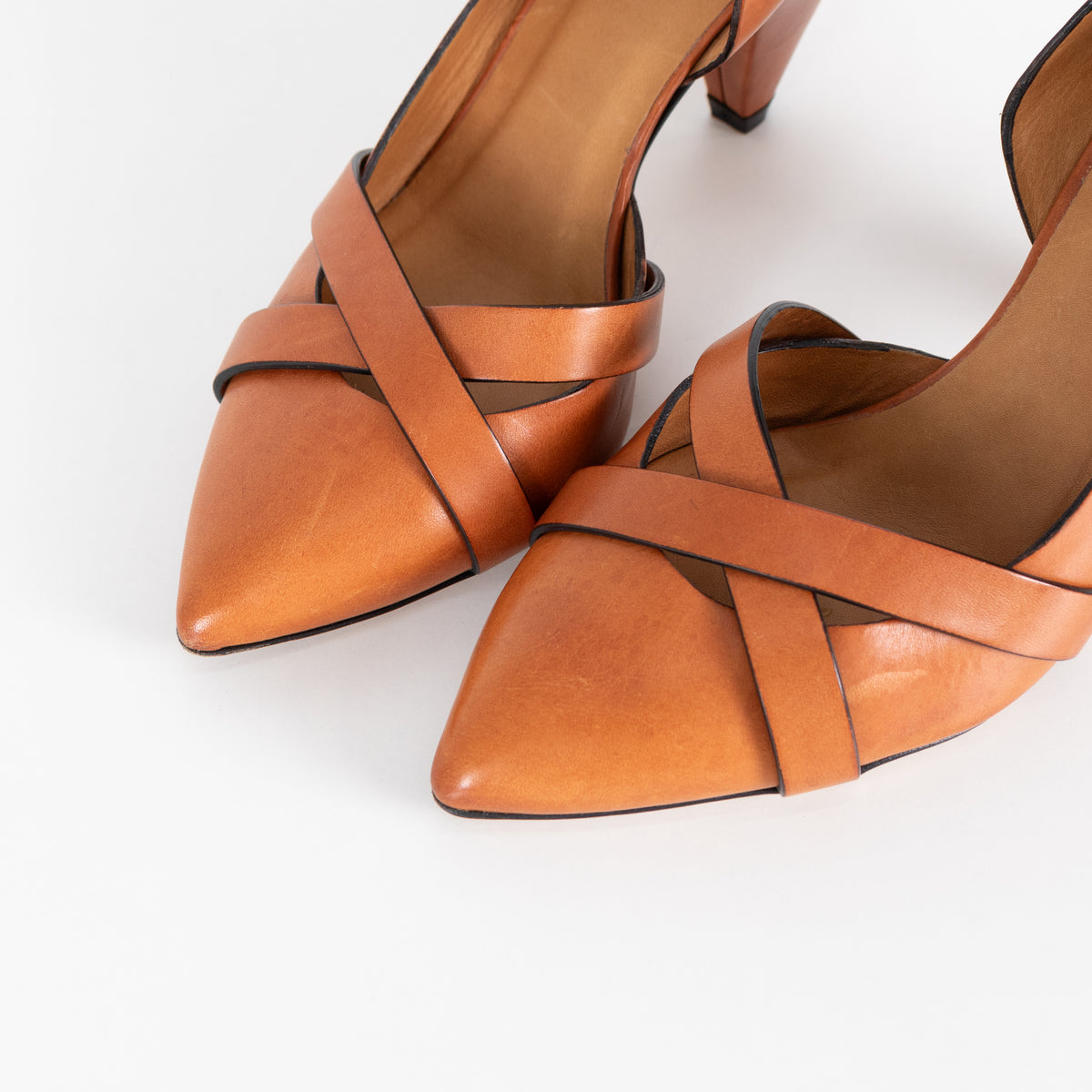 Isabel Marant Etoile Tan Leather Cone Shaped Heel Shoes
