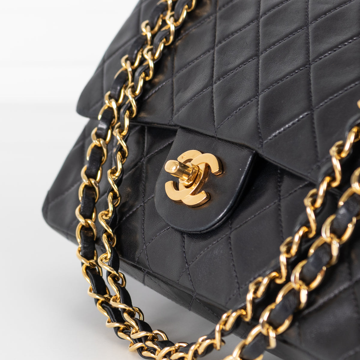 Chanel Black Lambskin Vintage Medium Double Flap