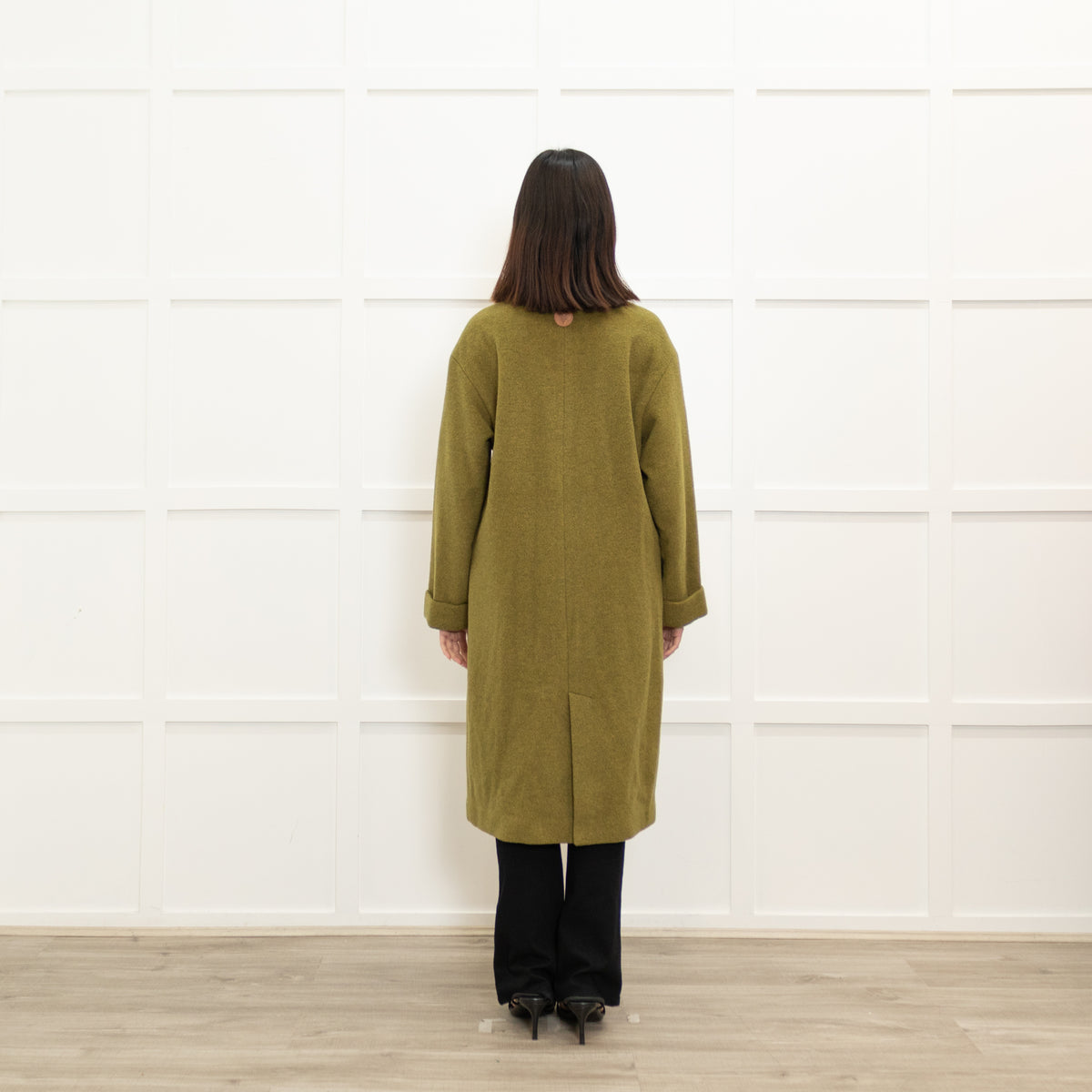 Mos Mosh Green Double Breasted Coat With Peter Pan Collar