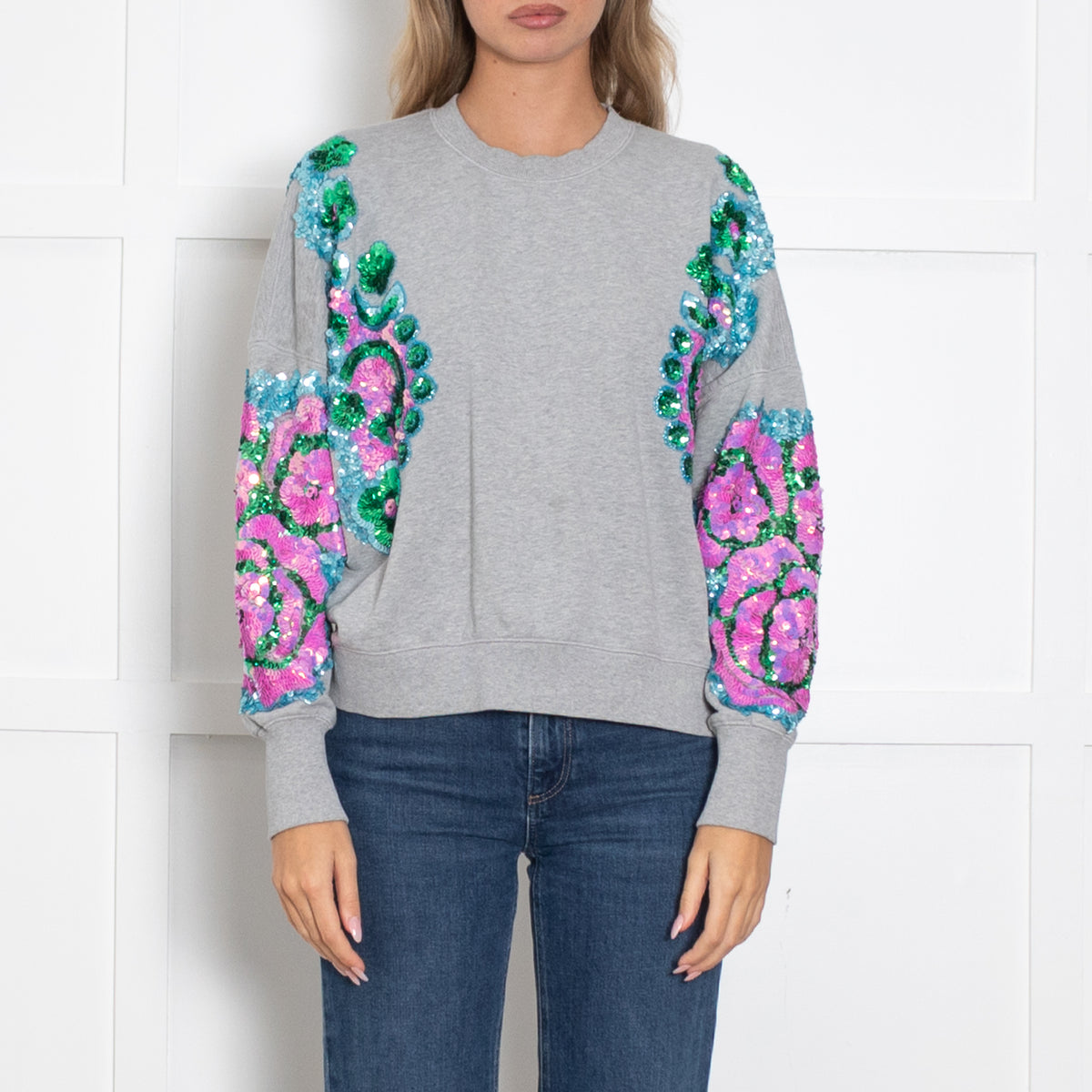 Essentiel Antwerp Grey Embellished Sweatshirt