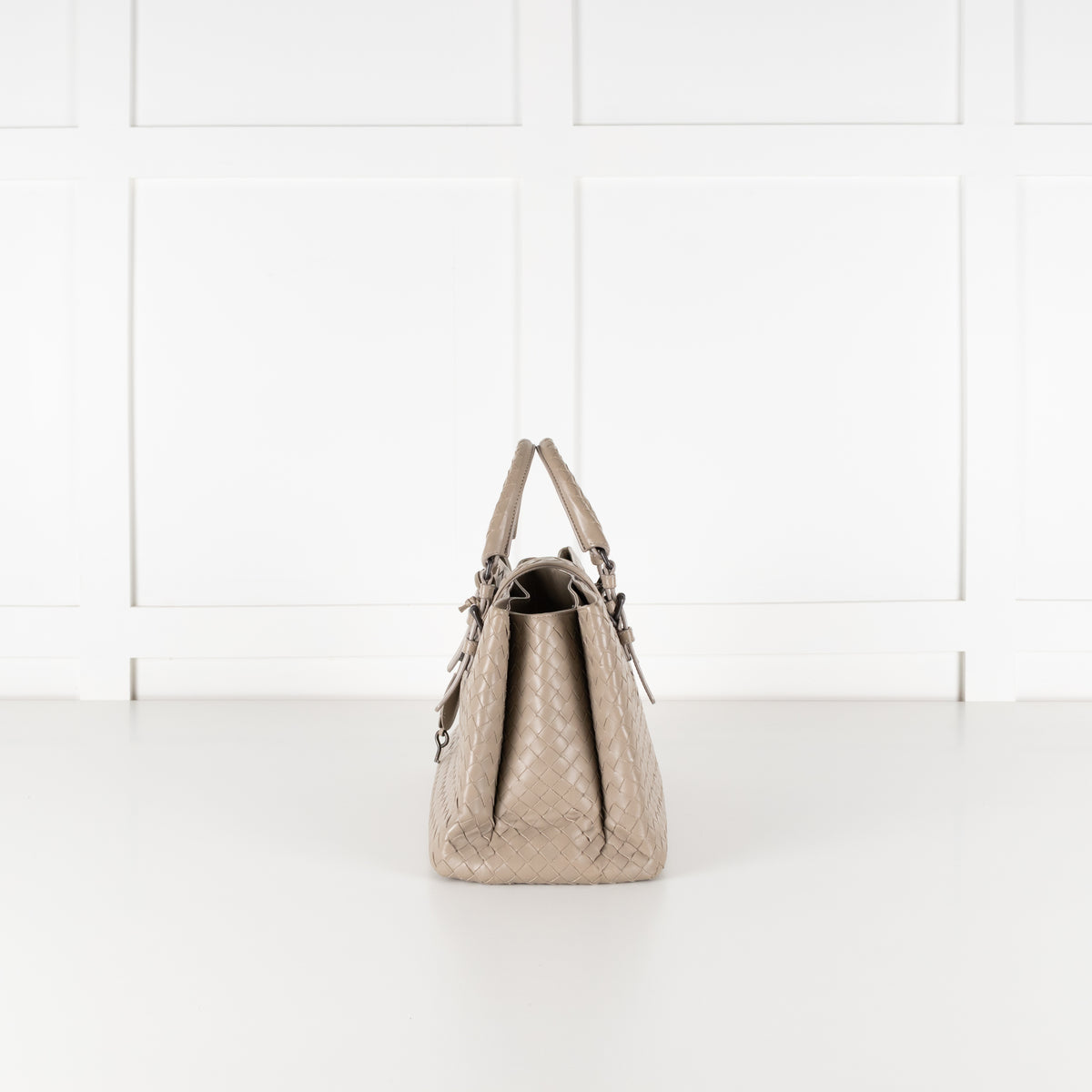 Bottega Veneta Taupe Intrecciato Leather Roma Bag