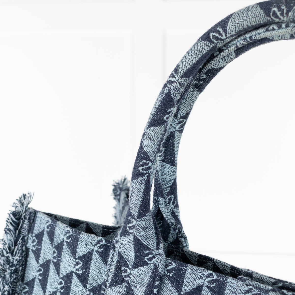 Sandro Blue Cotton Kasbah Monogram Tote Bag With Frayed Edge